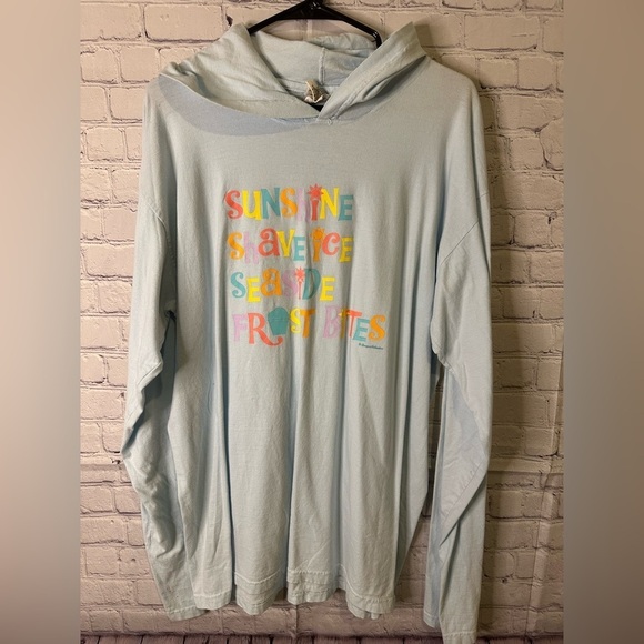 Comfort Colors Tops - 32 A Seaside Ice Cream Shoppe Light Blue Graphic Hoodie Tee Comfort Colors